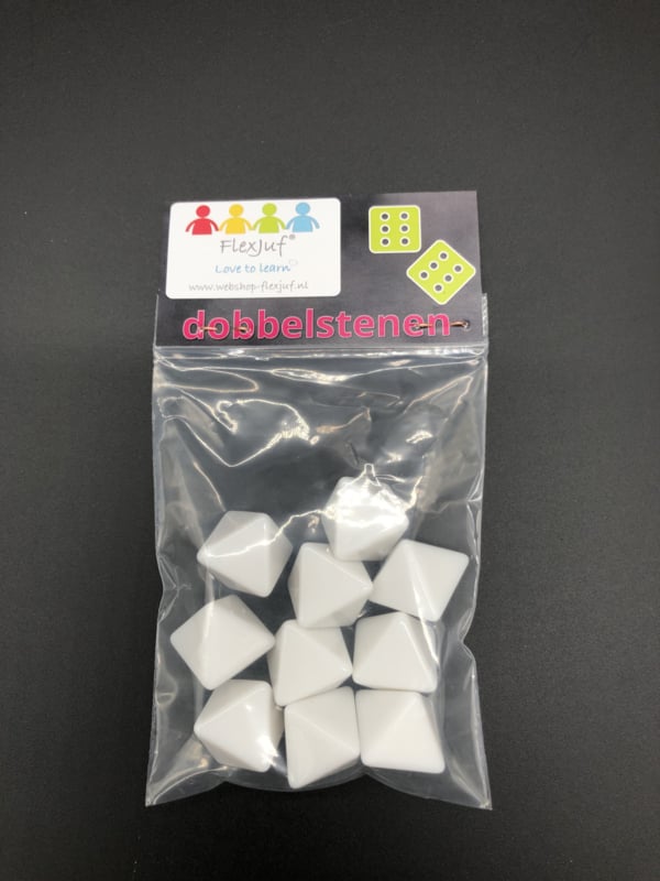 Blanco dobbelstenen 8-kantig (10 st.)