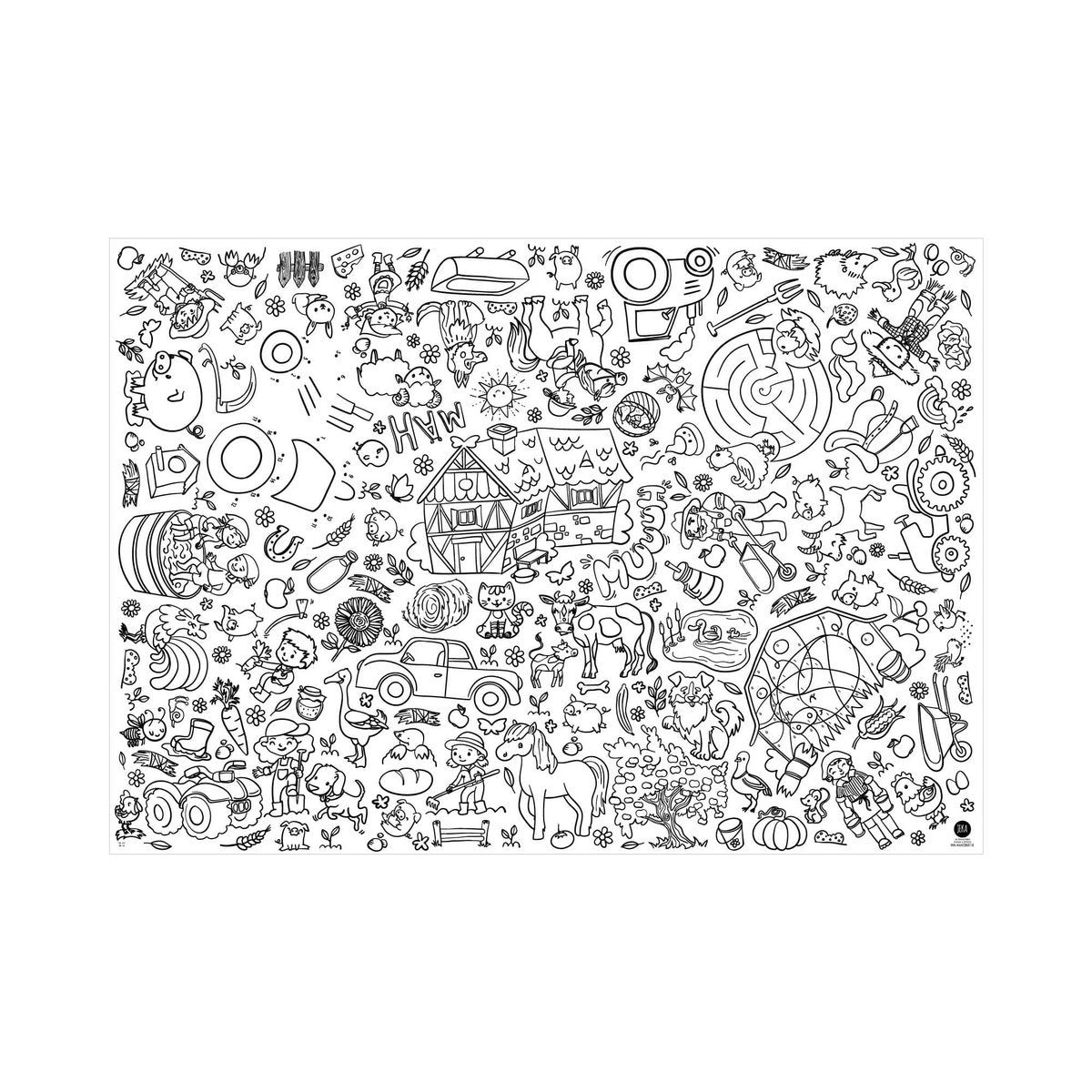 XXL Gruppen-Malvorlage - Bauernhof (120 x 85 cm)