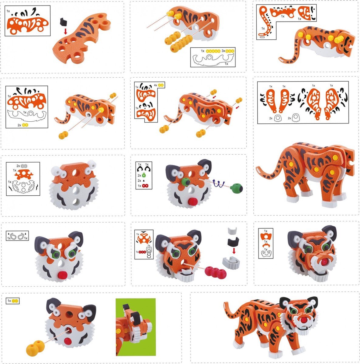 3D Schaumstoffbausteine XL Puzzle - Tiger (52 Teile) 26 cm