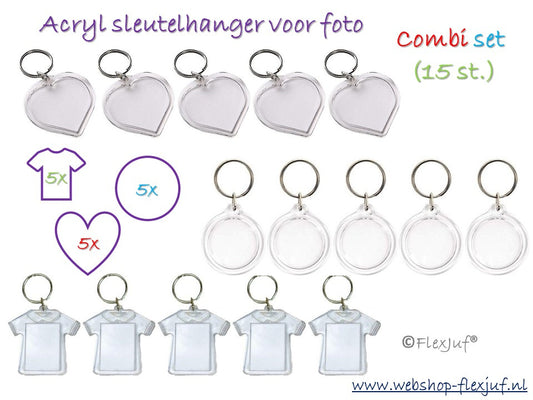 Transparentes Foto-Schlüsselanhänger-DIY-Kombi-Set (15-tlg.)