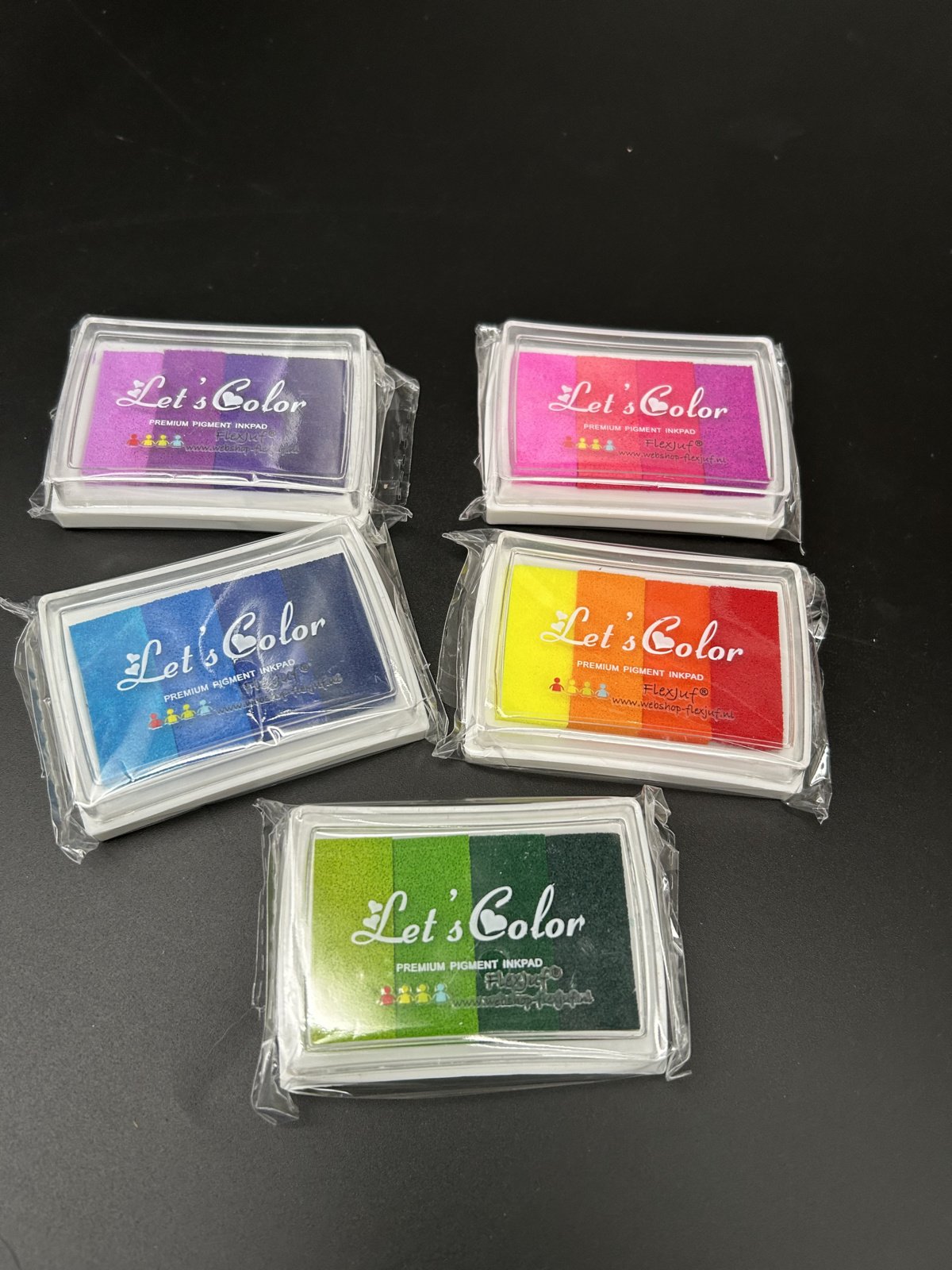 Regenboog inktpad/stempelkussen 4 kleuren 6 x 4 cm (set van 5 st.)