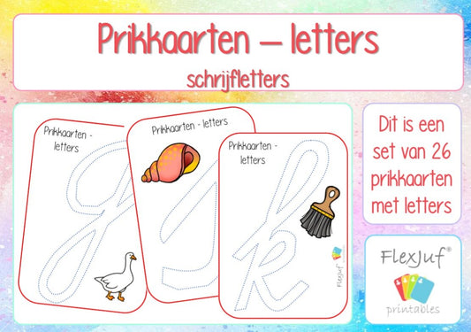 Printable: Prikkaarten - Letters schrijfletters