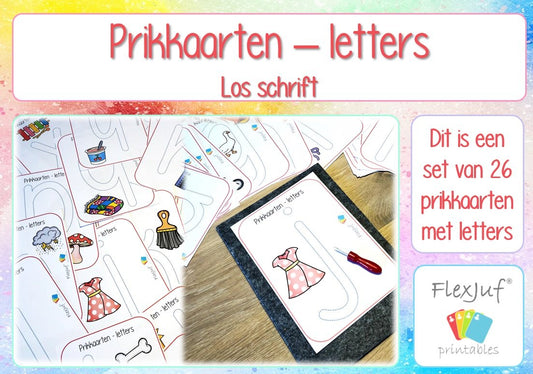 Printable: Prikkaarten - Letters los schrift
