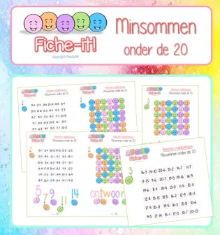 Printable: Fiche-it - min-sommen onder de 20