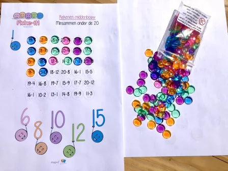 Printable: Fiche-it - plus- en min-sommen onder de 20