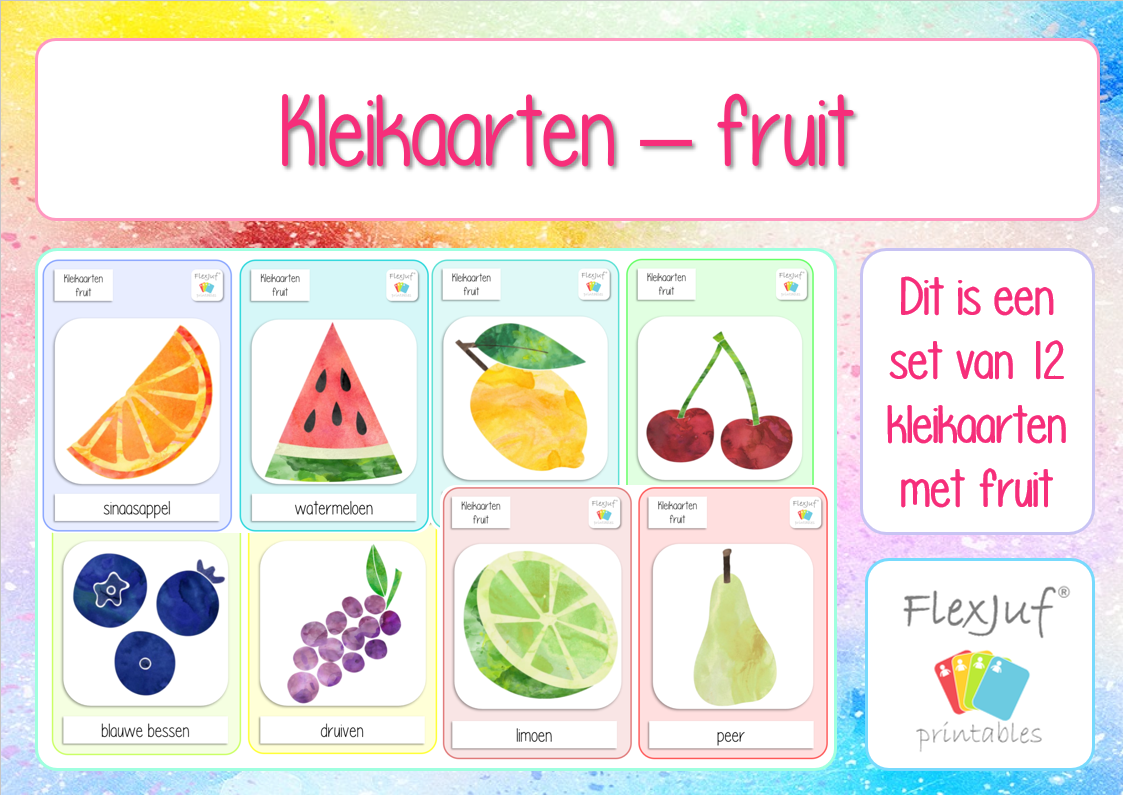Printable: Kleikaarten - fruit