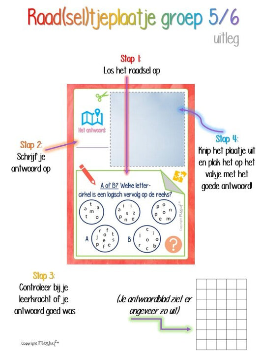 Printable: Raad(sel)tjeplaatje groep 5/6 (huiswerk voor 35 weken!)