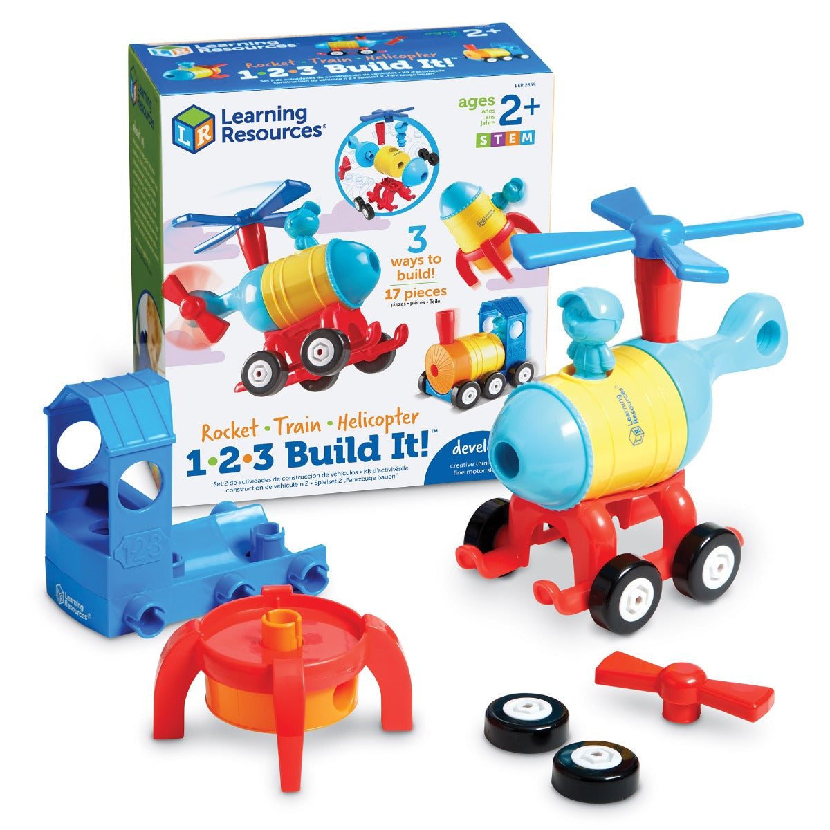 3-in-1 bouwset - Auto, boot, vliegtuig