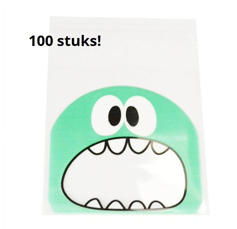 Tanden zakjes 100 st. Groen monstertje