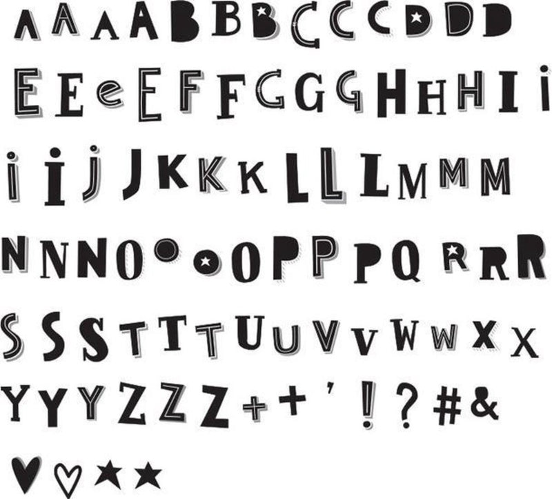 Lightbox letter set: Funky - zwart
