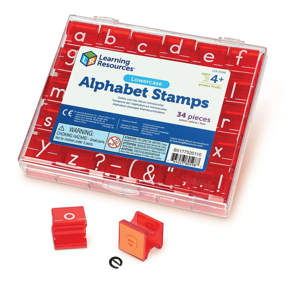 Alphabetstempel Kleinbuchstaben (34 Stück) mit Stempelkissen!