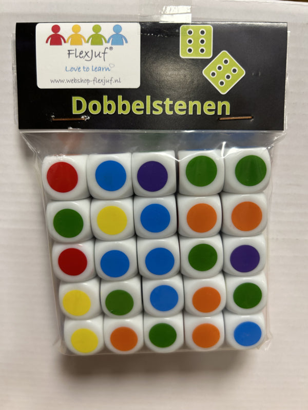 Farbige Würfel mit Punkten (Set mit 25 Stück)