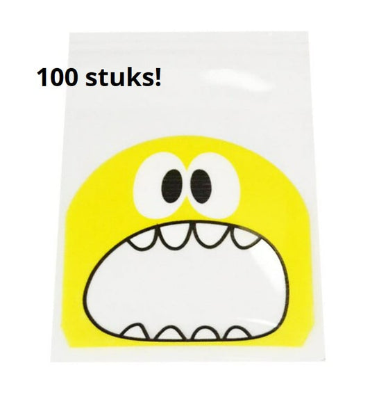 Tanden zakjes 100 st. Geel monstertje