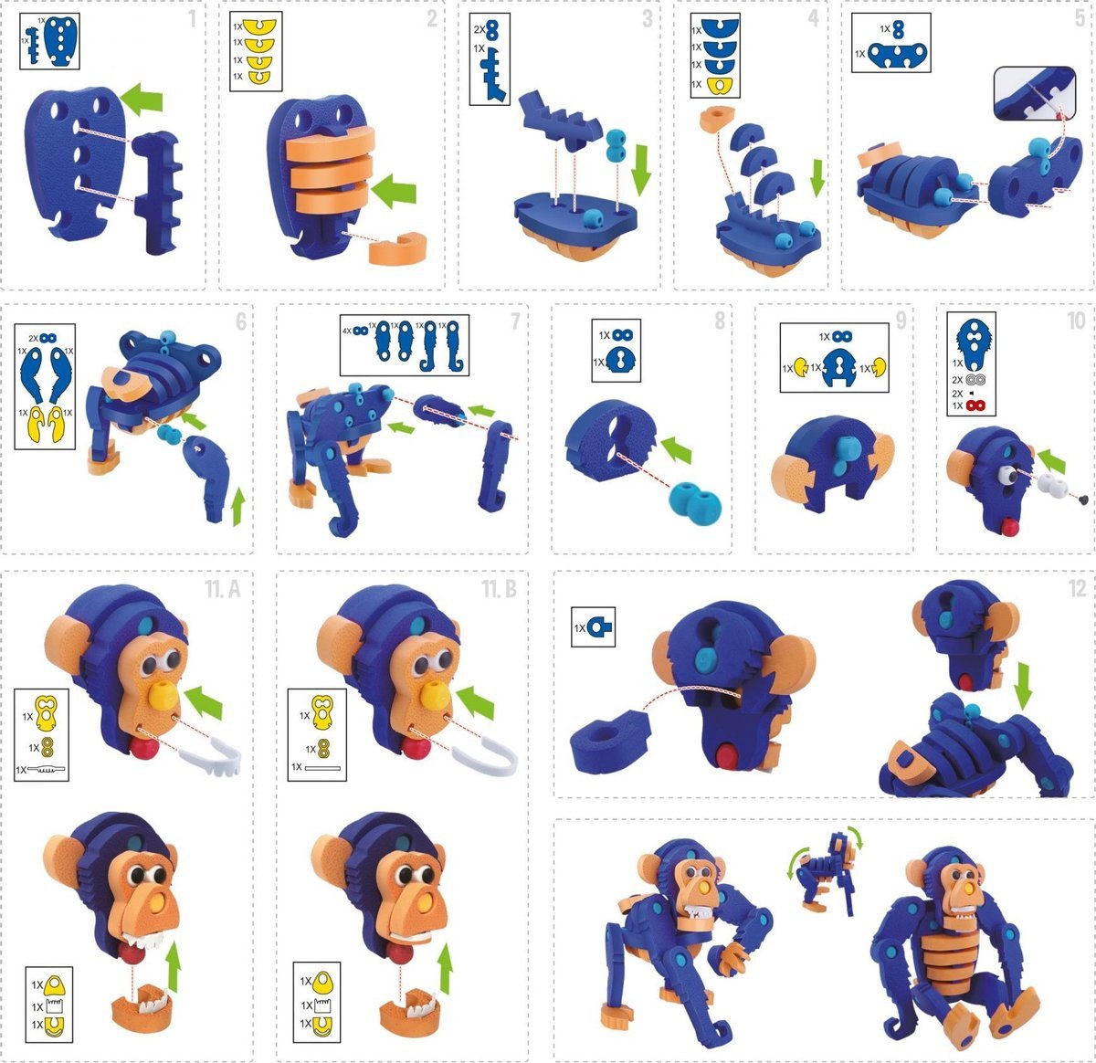 3D Schaumstoffbausteine XL Puzzle - Gorilla (59 Teile) 26 cm