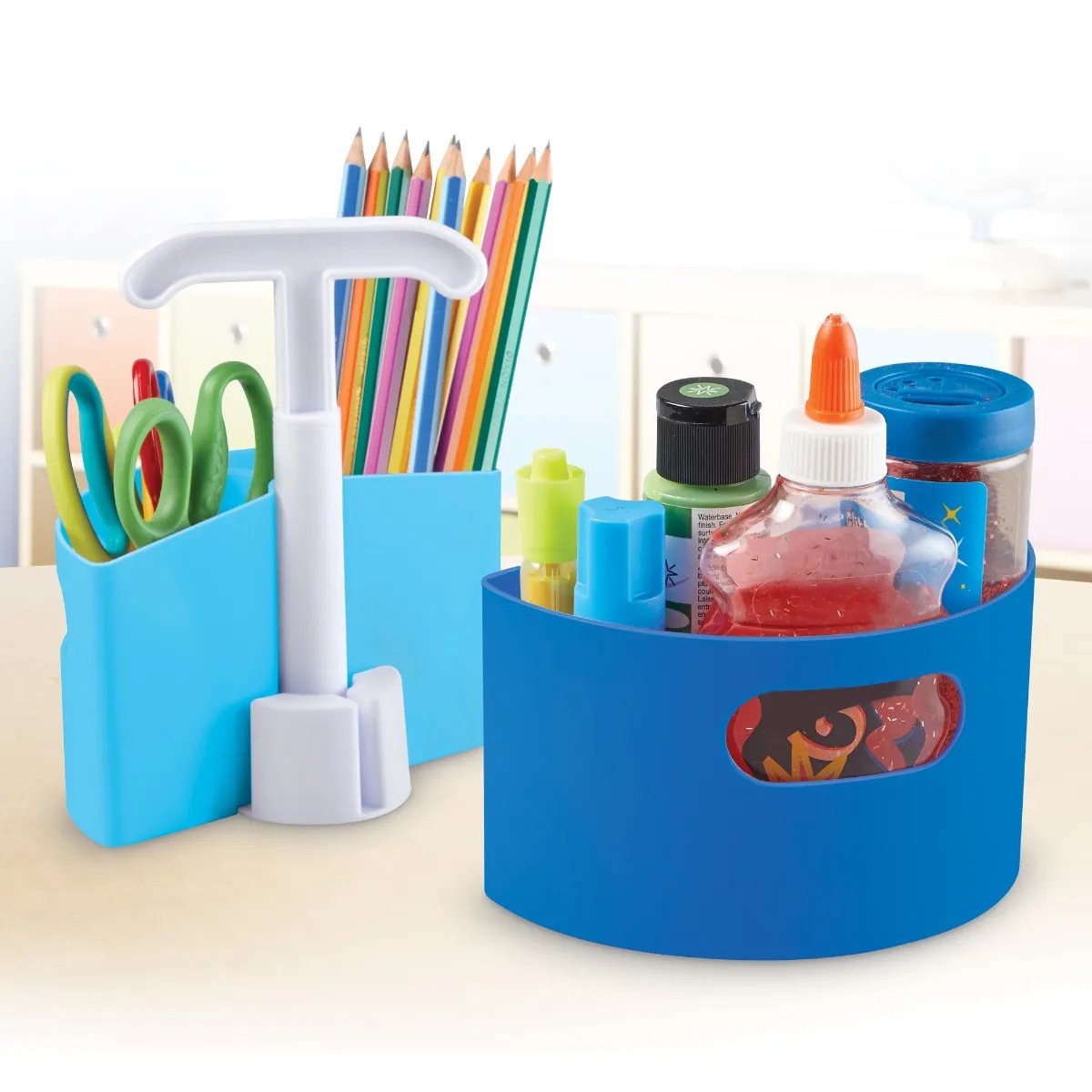 Pennenbak met uitneembare vakjes - Blauw