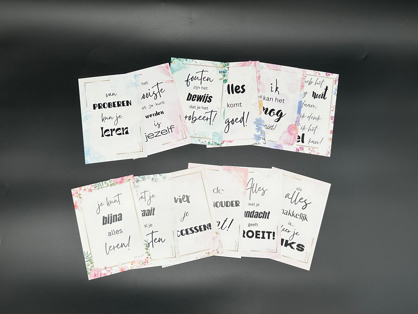 Affirmatiekaartjes / miniposters A6 bemoedigende teksten (12 st.)