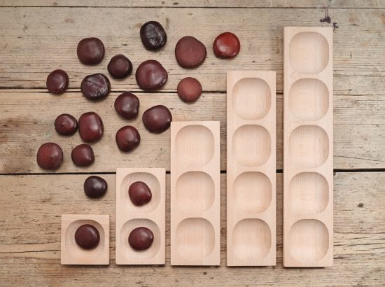 Holztablett mit 1, 2, 3, 4, 5 Fächern (5er-Set)