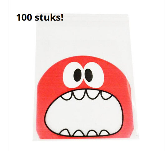Tanden zakjes 100 st. Rood monstertje