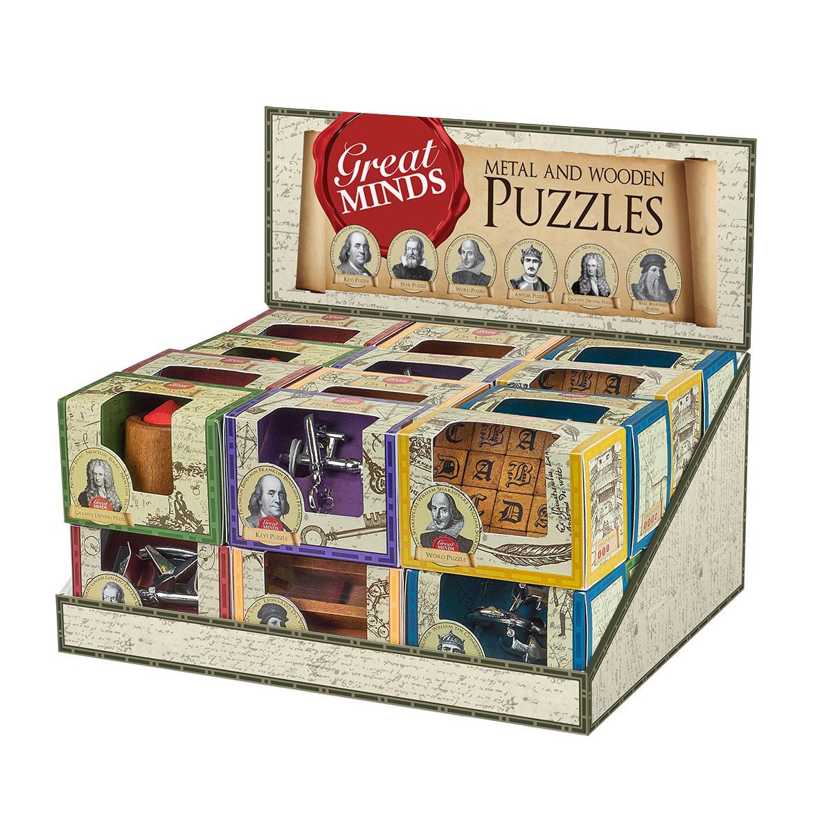 Professor Puzzle's mini Great Minds houten puzzels (set van 3 st.)