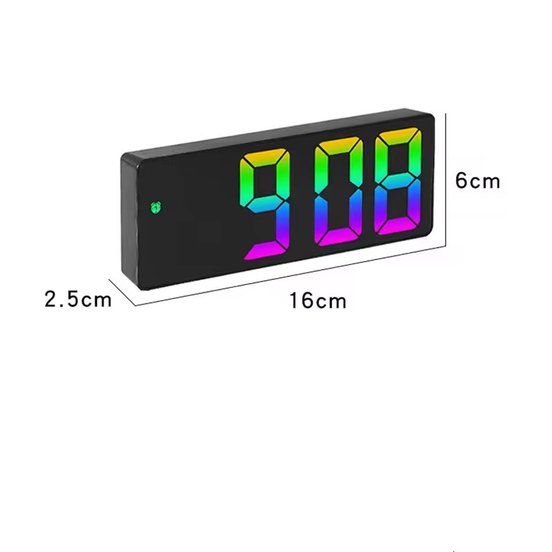 Digitale klok zwart met regenboog cijfers (16 cm)