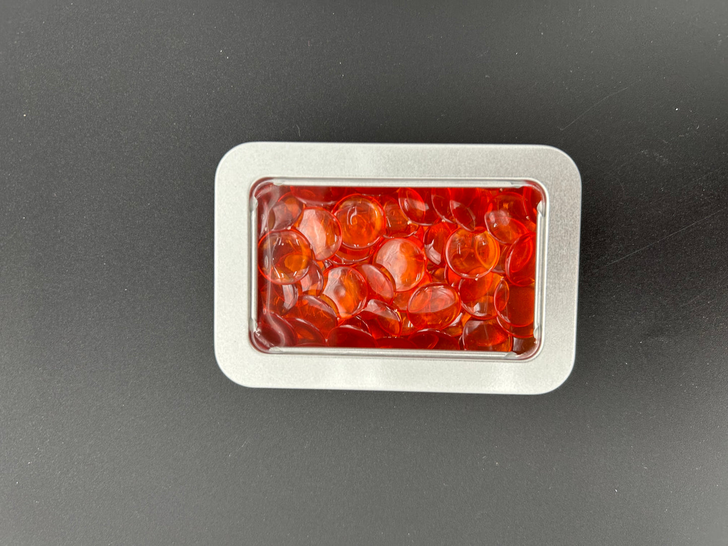 Rekenfiches in blikje (8x6 cm), Transparant oranje (100 st.)