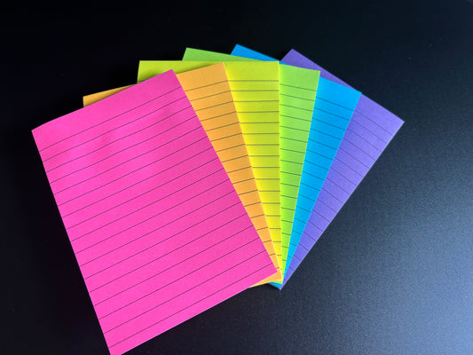 Plakkende memoblaadjes gelinieerd, set van 6 kleuren