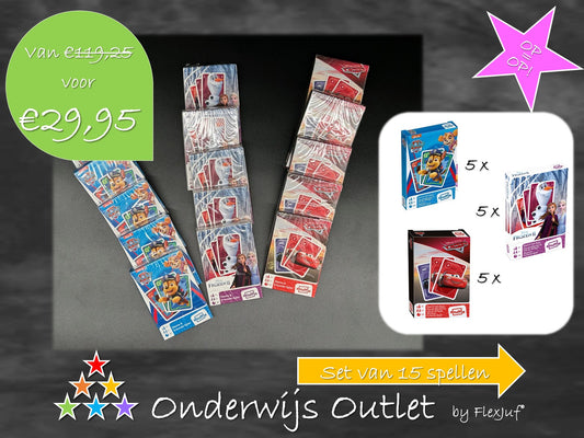Onderwijs Outlet: Disney Shuffle Kaartspel (15 spellen) Cars, Frozen, Paw Patroll