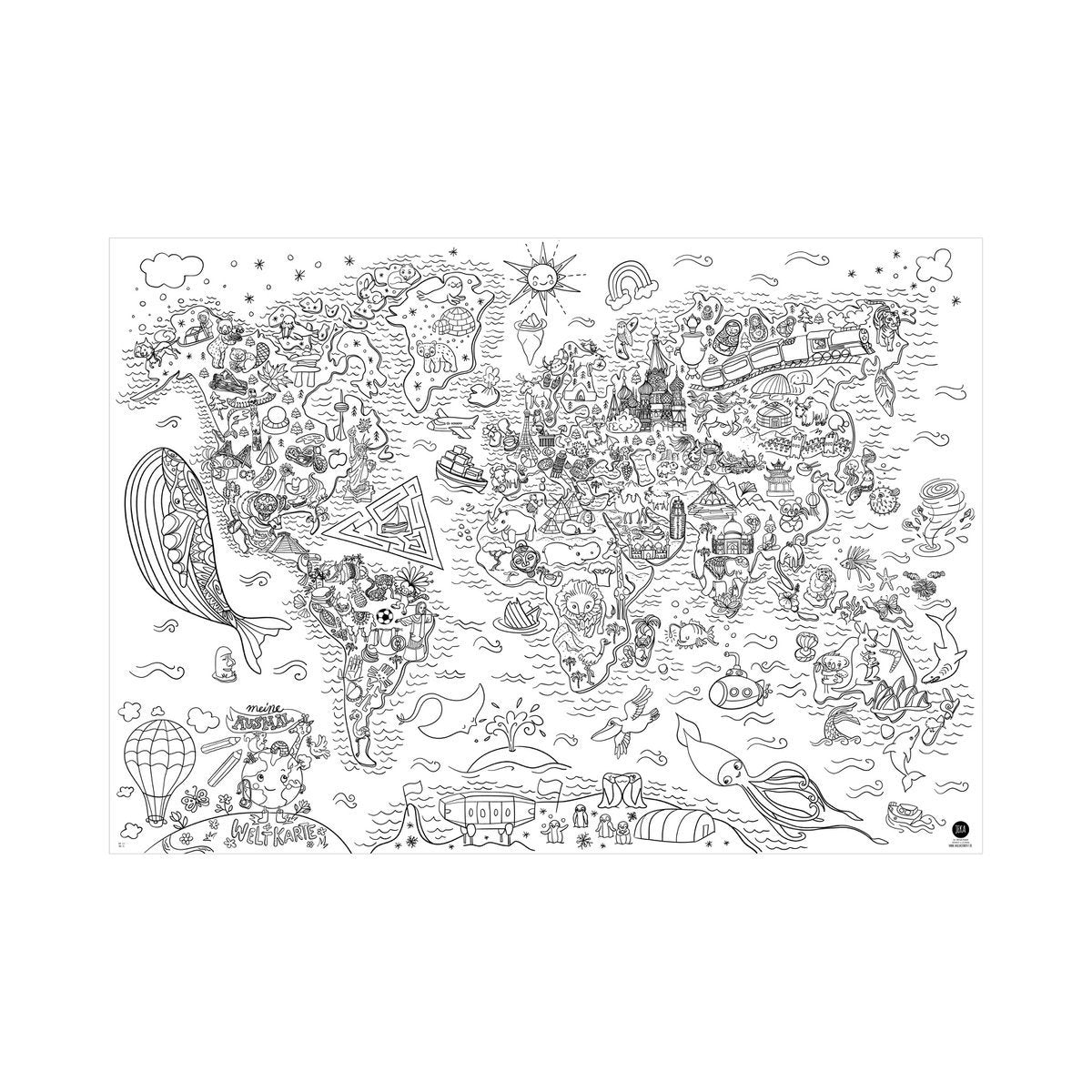 XXL-Gruppen-Malvorlage - Weltkarte (120 x 85 cm)