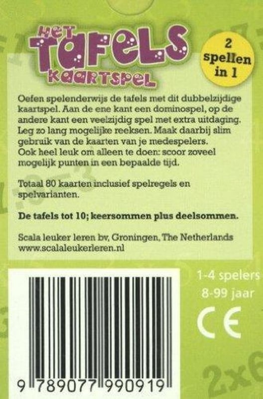 Het tafels kaartspel