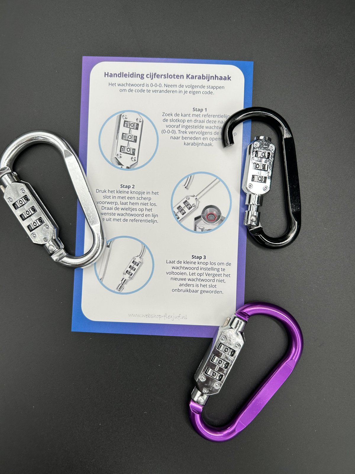 Metall-Zahlenschloss - Karabiner für Escape Room (3er-Set)