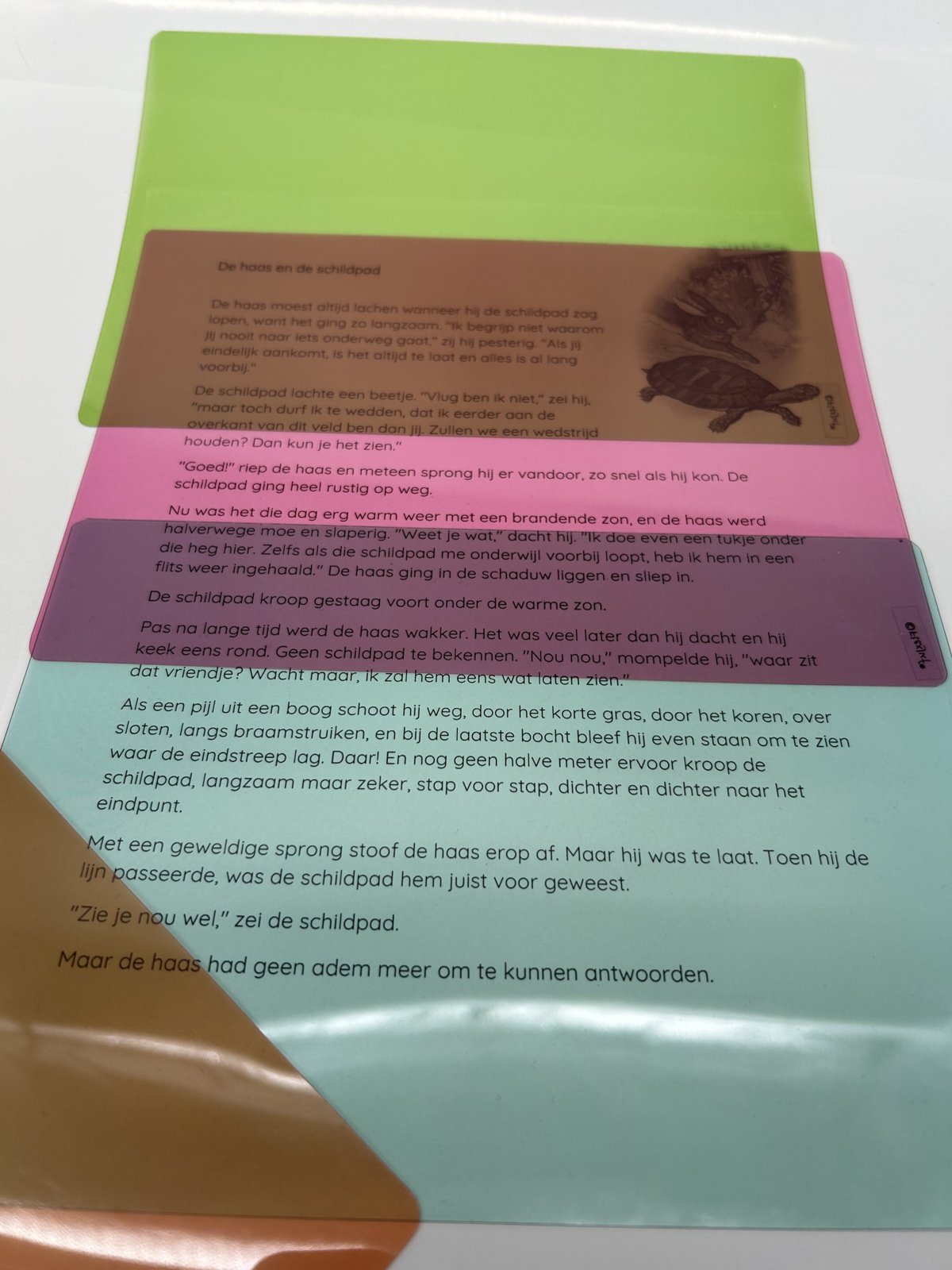 Gekleurde leesliniaal / boek cover A5-formaat 4 st. (lichtgroen, oranje, roze, turqoise)
