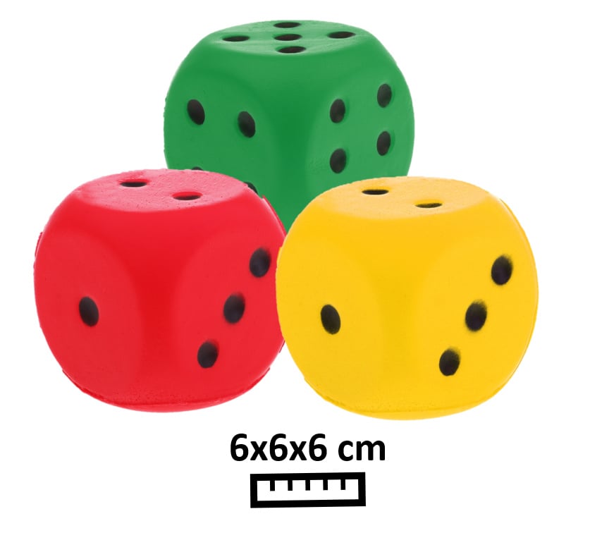 Dobbelsteen foam XL (6 cm) set van 6 stuks