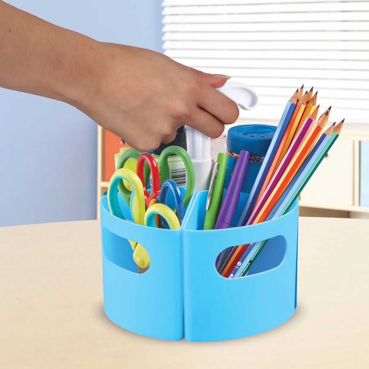 Pennenbak met uitneembare vakjes - Blauw