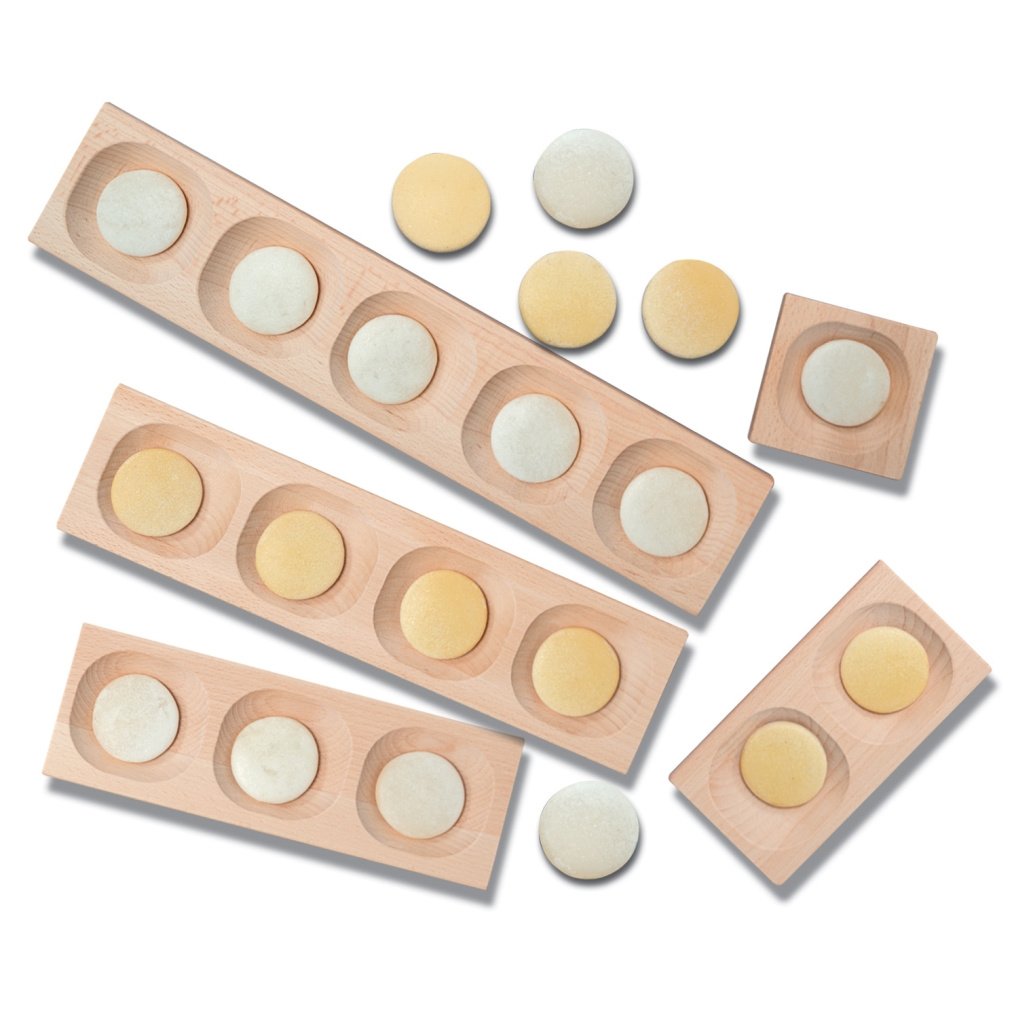 Holztablett mit 1, 2, 3, 4, 5 Fächern (5er-Set)