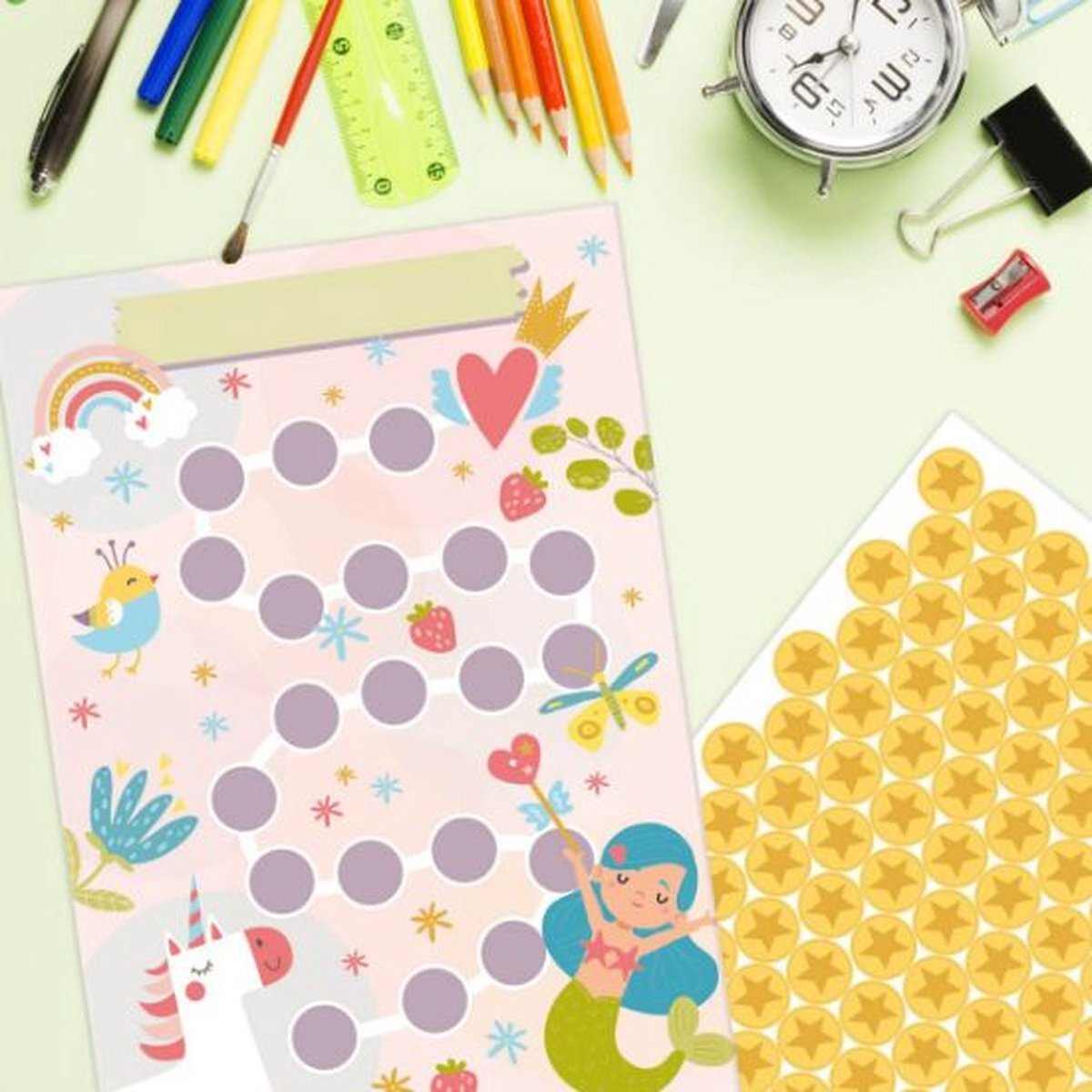 Beloningskaart met stickers - Fantasie (10 st.)