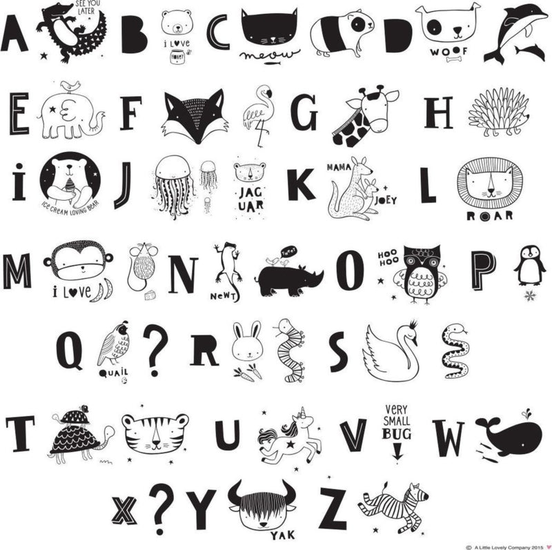 Leuchtkasten Buchstabenset: ABC Tiere - schwarz