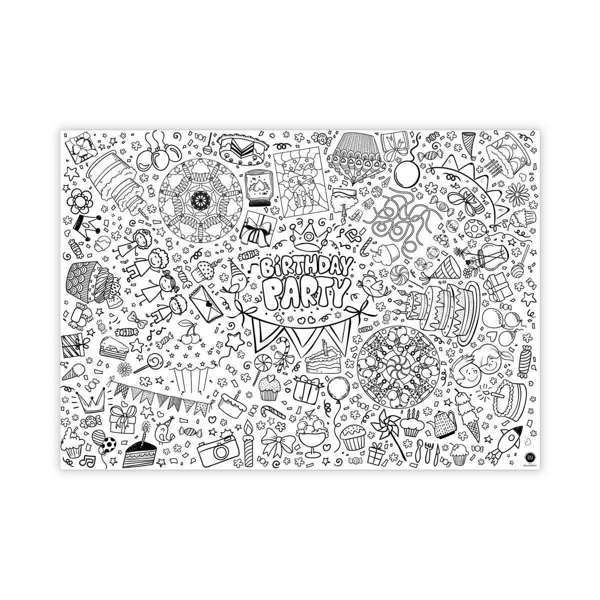 XXL Gruppen-Malvorlage - Happy Birthday / Geburtstag / Kinderfest (120 x 85 cm)