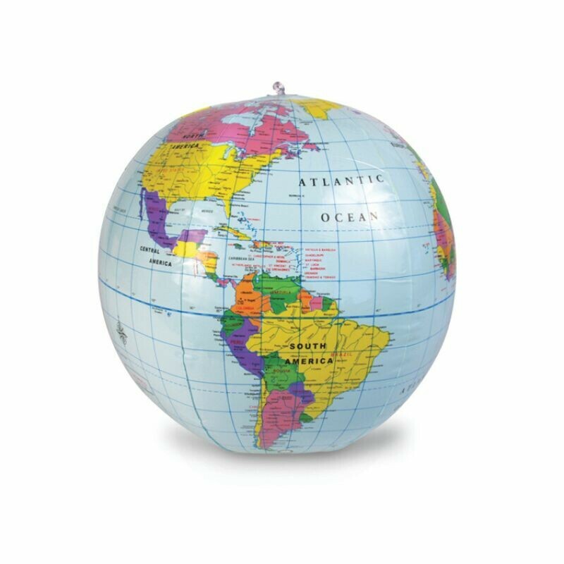 Opblaasbare wereldbol / globe (circa 27 cm)