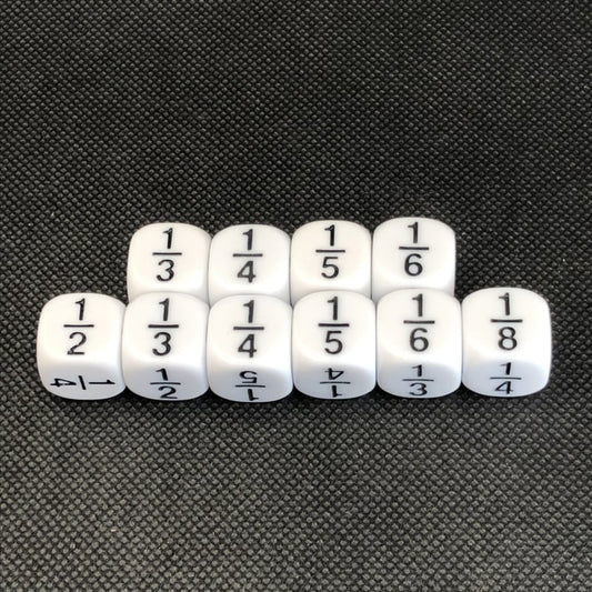 Reken dobbelstenen: breuken (set van 10)