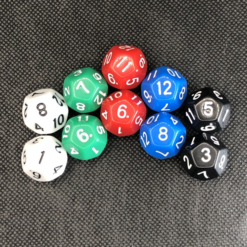 12-seitiger Würfel (SET mit 10 Stück)