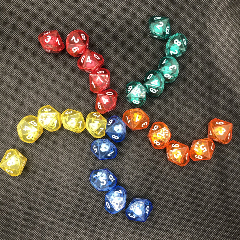 10-seitiger Würfel im Würfelset (25er Set)