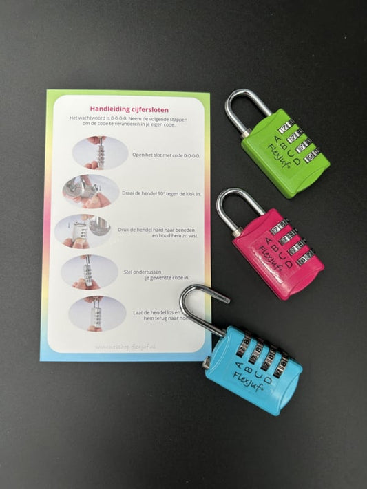 Cijferslot van metaal (4 cijfers) voor escaperoom (set van 3 stuks)