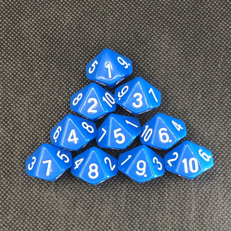 10-seitiger Würfel Zahlen 1-10 (SET à 10 Stück)