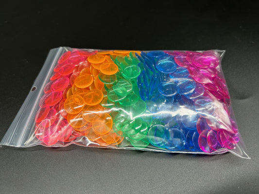 Rechenblätter, transparent, farblich variabel, Ø15 mm (500 Stk.)