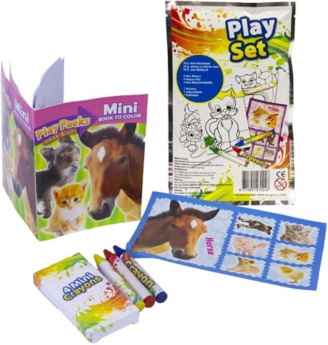 Spielset Malbuch + Buntstift + Aufkleber Thema Tiere