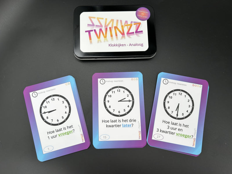 Twinzz Klokkijken analoog - kwartieren en halve uren