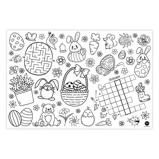 Papieren placemat / kleurplaat - Pasen (12 stuks)