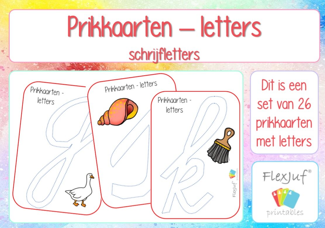 Printable: Prikkaarten - Letters schrijfletters