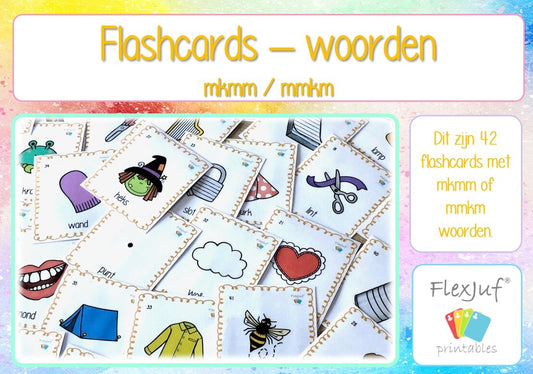 Printable: Flashcards - woorden mkmm en mmkm (42 st.)