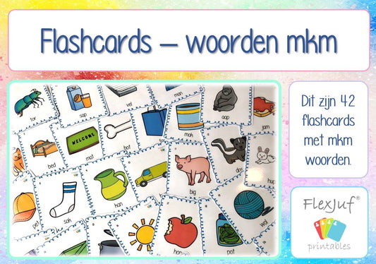 Printable: Flashcards - woorden mkm (42 st.)